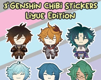 Genshin Impact Liyue Boys Chibi Stickers - Waterproof Vinyl 3"