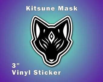Naklejka winylowa wodoodporna z maską lisa Kitsune