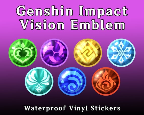 Genshin Impact Vision Stickers Waterproof Vinyl Stickers 2.5 Custom Sizes  Available 