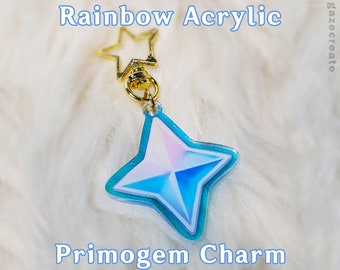 Rainbow Acrylic Primogem Keychain: Genshin Impact Charm