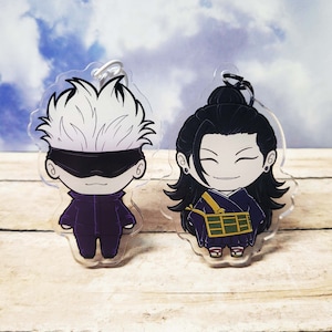 JJK Jujutsu Kaisen Chibi en acrylique | JJK Jujutsu Kaisen pour garçons en acrylique porte-clés | 2,5 pouces charmes