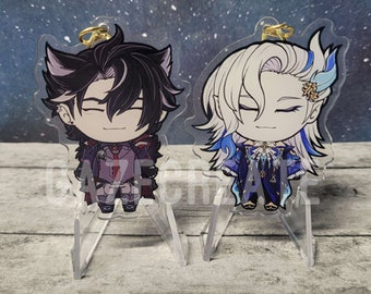 Genshin Impact Chibi Acrylic Charms: Fontaine Boys Keychains (2.5")