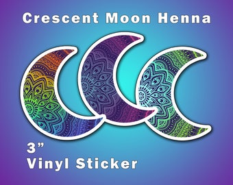 Crescent Moon Henna Vinyl Sticker | Waterproof Vinyl Sticker