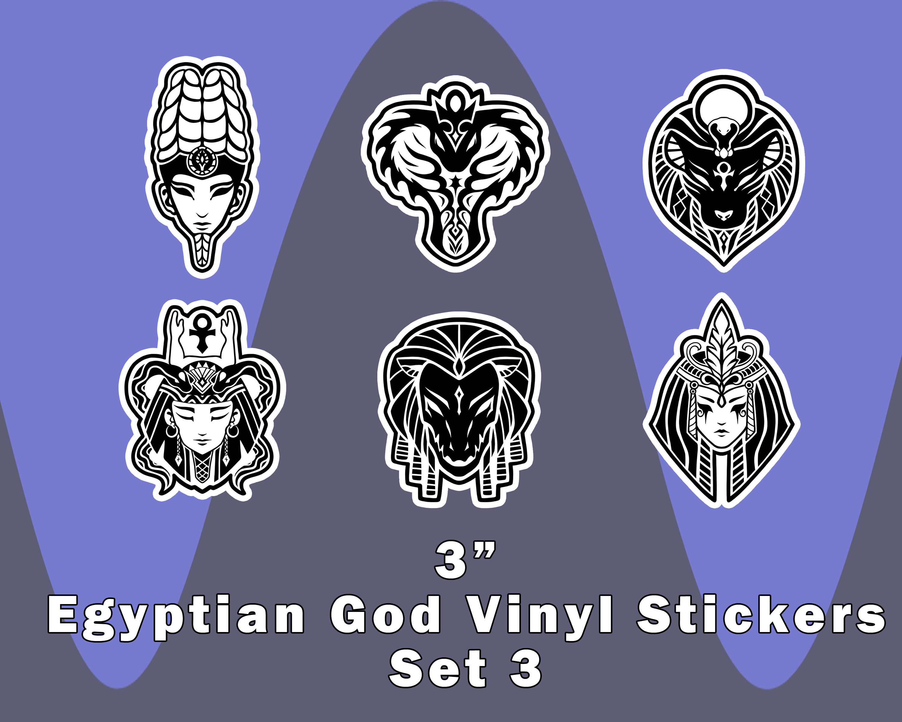 Egyptian Gods Vinyl Stickers Set 3 3 Waterproof Etsy