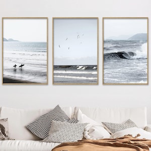 Set 3 Prints, California Beach Surf, Coastal Waves Beach Poster, Coastal Set Surfer, Surfing Photo Print, Teen Girl Room Decor. Art P3-151
