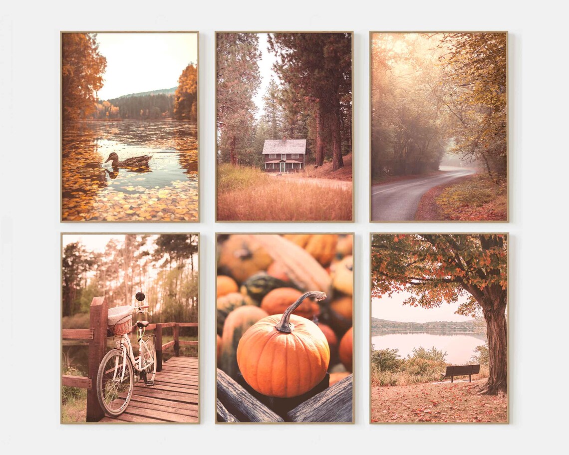 Set of 6 Fall Print Set Farmhouse Prints Autumn Gallery Wall Pumpkin ...