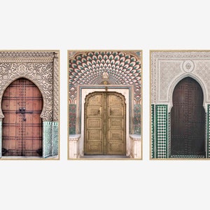 Set of 3 Prints, Moroccan Wall Art Decor, Door Marroquin Design, Jaipur Prints, Indian Art Bohemian Decor, Boho Wall Art Door Print. P3-0137