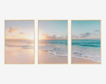 Set of 3, Waves Print, Beach Wall Art, Ocean Print, Beach Print, Coastal Print, Ocean Art, Sea Wall Art, Room Decor, Coastal Poster. P3-0135