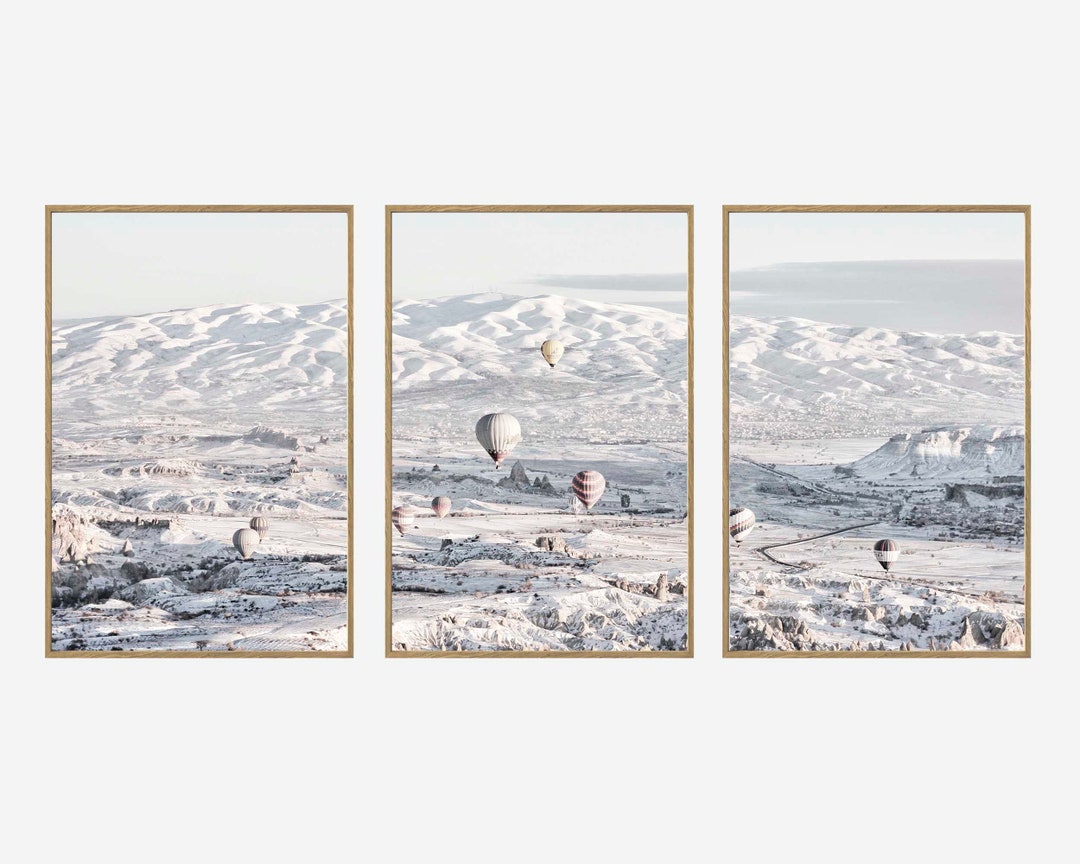 Natural Wall Art, Triptych White Mountain, Set 3 Print, Landscape Wall ...