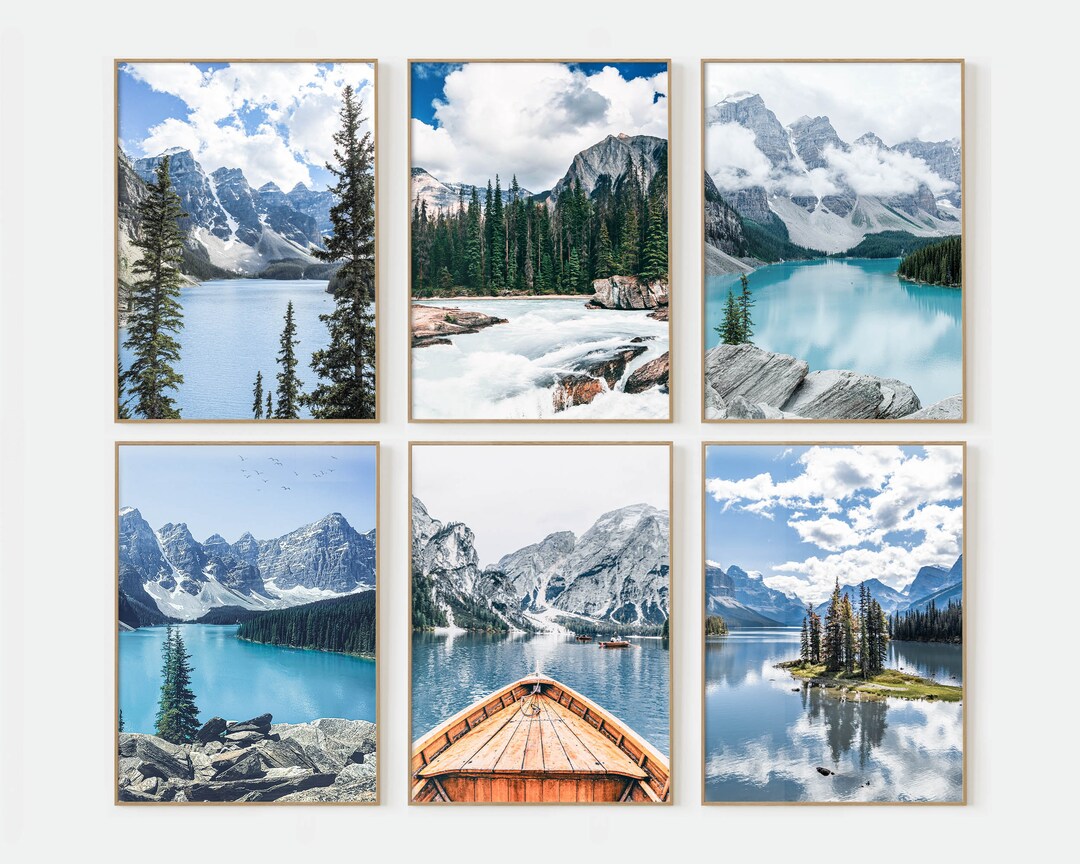 Set of 6 Prints Lake Louise Wall Art Lake Louise Poster Canadian Nature Print Nature Wall Art