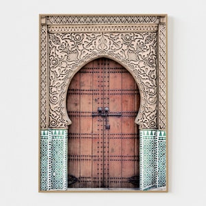 Indian Door Udaipur Door Photo Jaipur Door Moroccan Print Wall Art Neutral Arabic Picture Print Islamic Architecture Poster Green  P1-0040