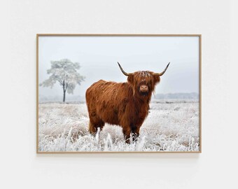 Highland Cow Print, Girl Nursery Prints, Cow Print, Highland Cow, Nursery Wall Art, Animal Rustic Farmhouse Art, Country Animal Print. PL22