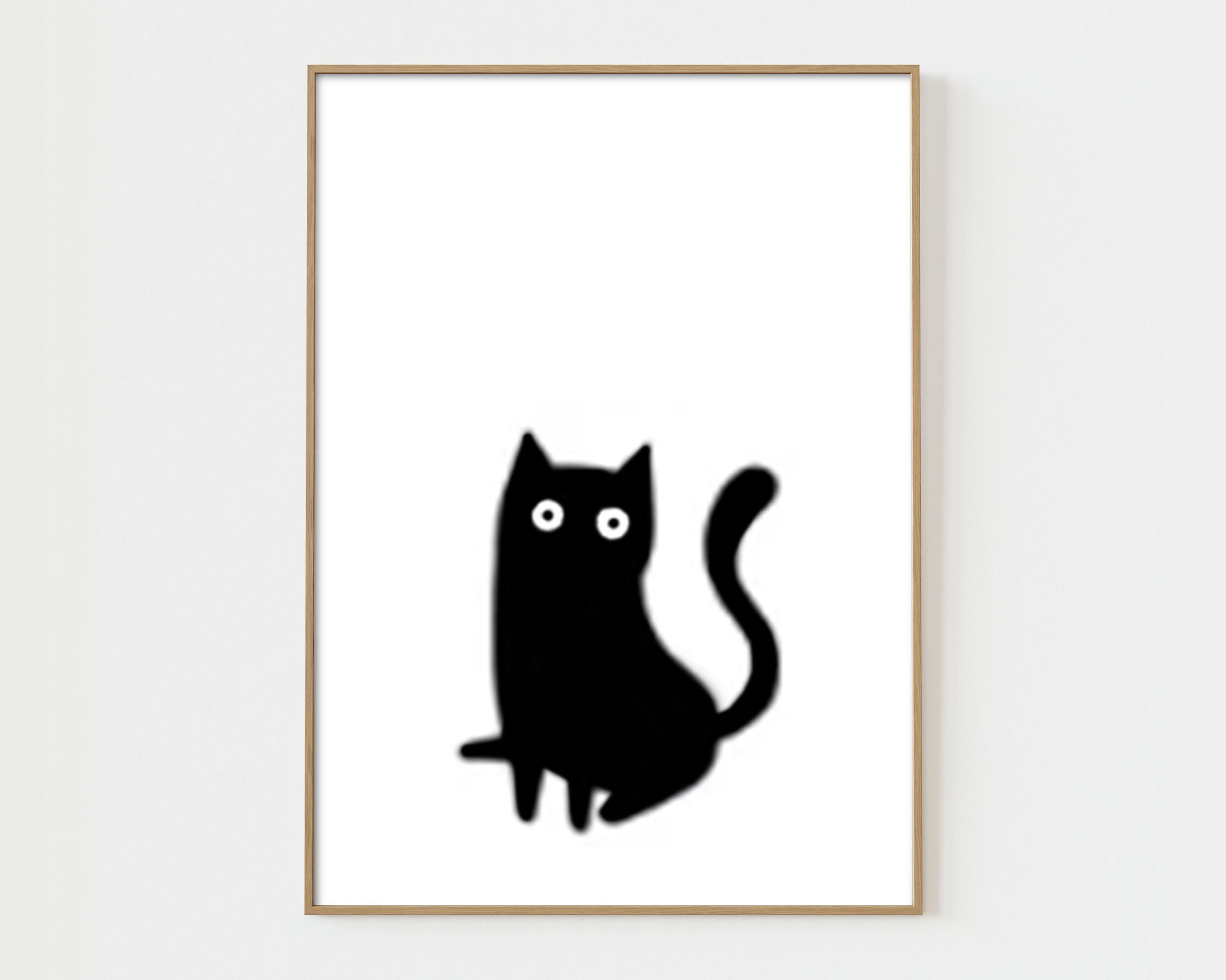 Cat Bathroom Art Set of 6 Prints Cat Wall Art Black Cat Wall Art Boho ...