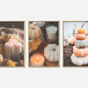Juego de 3 impresiones de acción de gracias, arte de pared, galería de otoño, impresiones de pared, impresiones de arte de pared de Halloween, decoración de pared de Acción de Gracias, impresiones de calabaza, P3-0124
