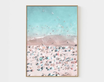 Turquoise Coastal Wave Print, Mailed Print Summer Poster Aerial Beach Print Summer Waves Print Pastel Beach Photo California Wall Art P10046