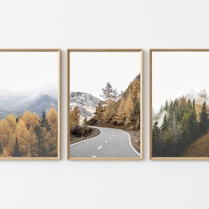 Set Otoño Otoño Pared Arte Bosque 3 Impresiones Naturaleza Pared Arte Montaña Impresión Paisaje Foto Decoración Montaña Cartel Set Bosque Arte P3-0073
