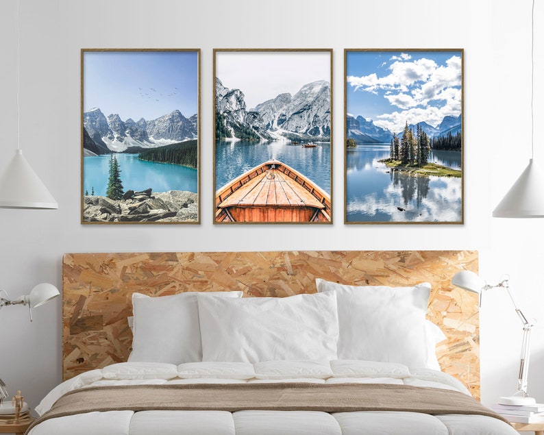 Lake Louise Wall Art Set 3 Prints Scandinavian Poster Nordic Etsy
