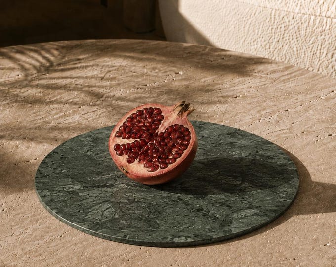 Green Marble Round Tray – Vanity Decor, Jewellery Display (Ø 30 cm) | Penelope