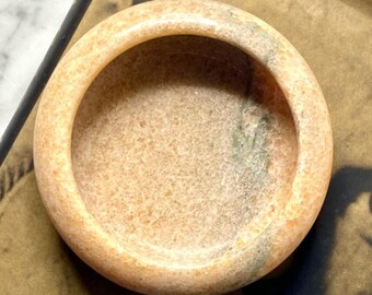 Orange Sandstone Natural Stone Tray | Handmade Stone Vanity Dish | Warm Natural Catchall Bowl