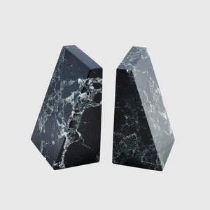 Nero Black Marble Bookends - Set of 2 | Modern Home Office Decor | Minimalist Marble Book ends | Heavy Luxury Bookends | Handmade