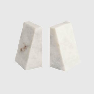 Handmade White Marble Bookends | Minimalist Home Office Decor, Set of 2
