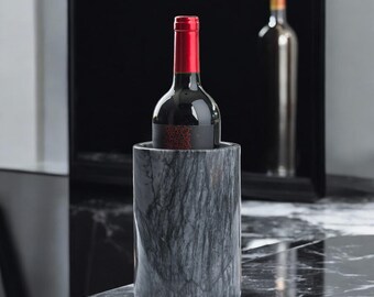 Marmor-Weinkühler Für Flaschen Bis 750 Ml – Schwarzer, Handgefertigter Halter Aus Naturstein
