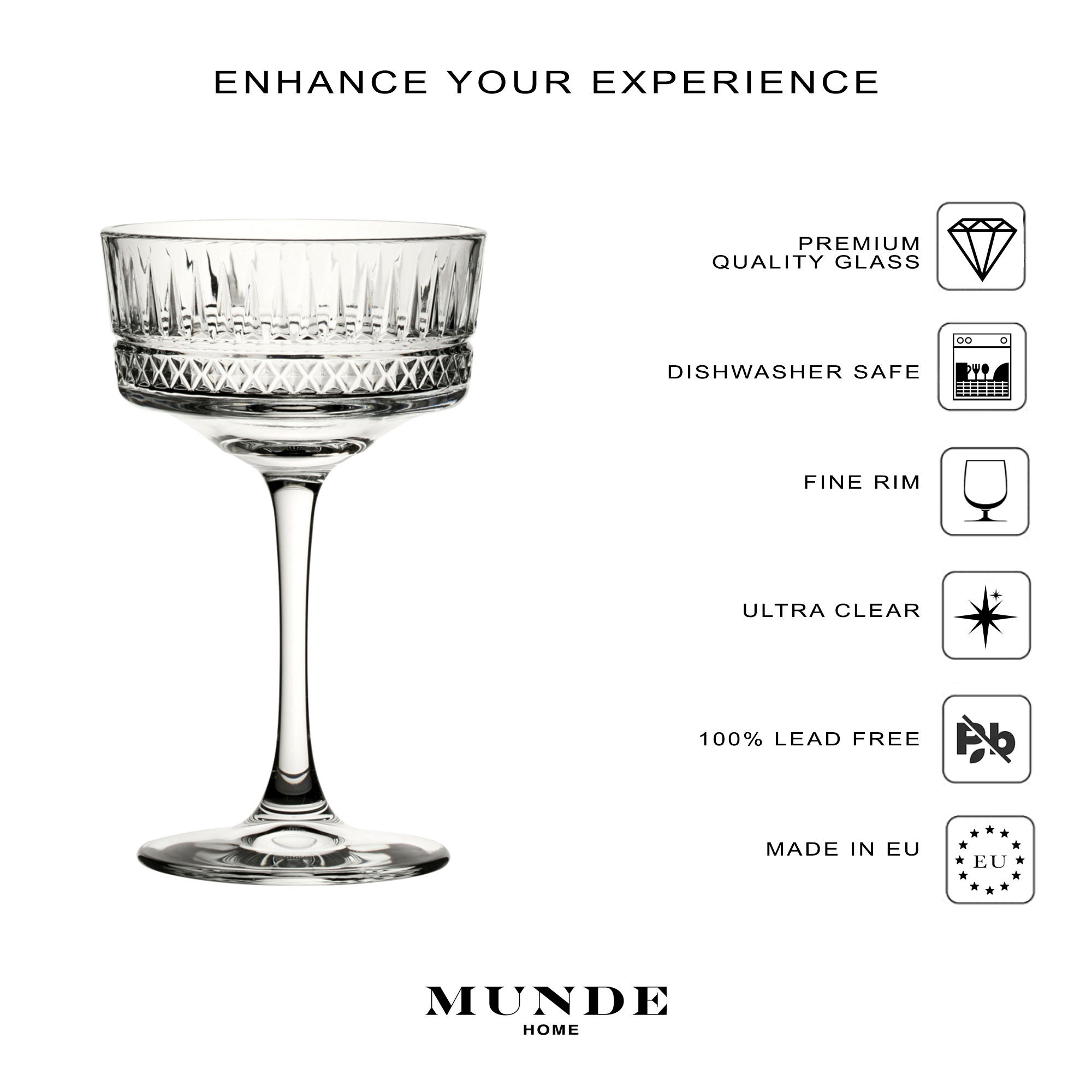 Artemio Vintage Inspired Champagne Coupe Set of 6 1920s Glassware ...
