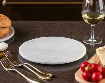 Rund bricka i vit marmor: Minimalistisk heminredning (Ø 33 cm)