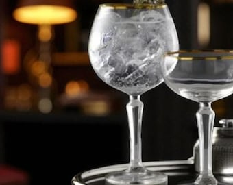 Vintage Inspired Gold Banded Gin Glasses | Cocktail Glass | Birthday & Gin Gifts | Maya