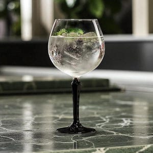 Vintage geïnspireerde gin-bril met zwarte steel | Cocktailglazenset | Cadeau voor liefhebber van gin | Noir