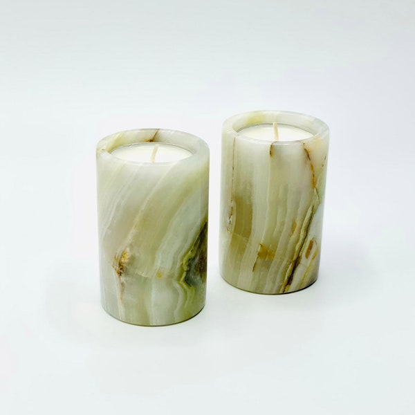 Onyx Tea Light Holders - Set of 2