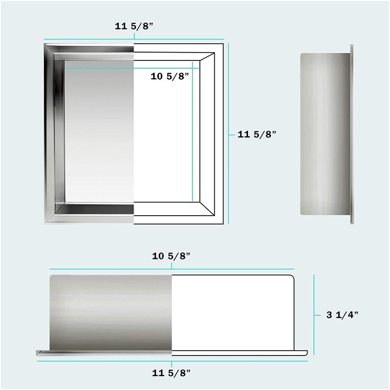 Shower Niche 12 X 12 Stainless Steel Modern and Elegant Design Easy to