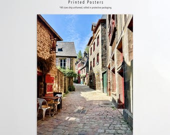 Kopfsteinstraße Frankreich Poster gedruckt | Dinan Fotografie Wandkunst | Rustikaler französischer Dorf Reisedruck, Europa Home Decor Ungerahmt