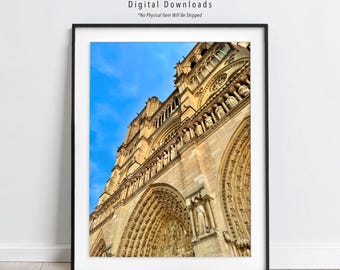 Notre-Dame Paris Photo | French Gothic Architecture Print | Paris Landmark Wall Art | Travel Photography | European Decor | Digital Download