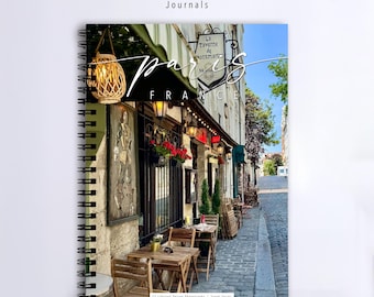Montmartre Corner Café - Paris Travel Journal | Lined Notebook | Spiral Notebook with Photo Cover | France Writing Journal Gift Idea