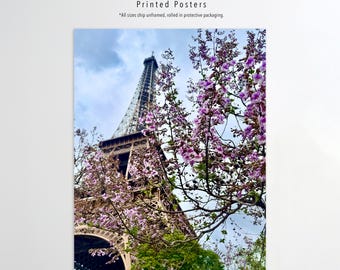 Poster kersenbloesem van de Eiffeltoren | Parijs lente kunst aan de muur, Frankrijk fotografie print, romantisch decor Parijs, reiscadeau voor haar, bloemenkunst