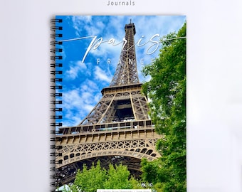 Journal de la Tour Eiffel Paris France | Carnet de voyage à spirales pour écrire, cadeau pour les amoureux de Paris, papeterie Wanderlust, carnet de voyage à Paris