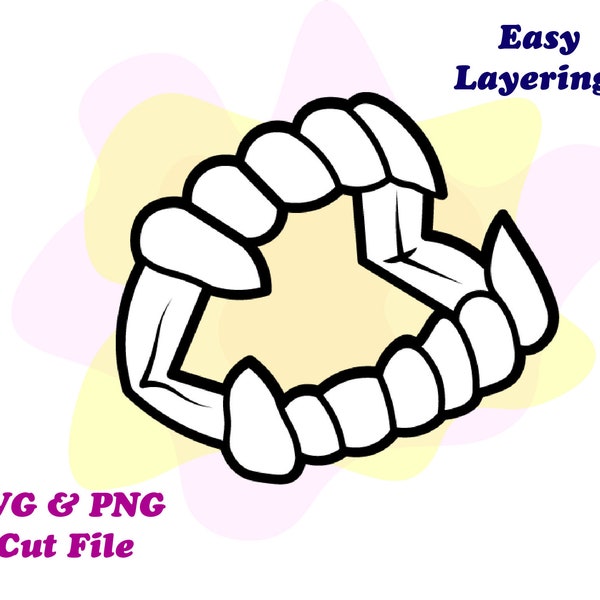 Plastic Vampire Teeth SVG, PNG, Halloween SVG, Cricut Cut File Halloween