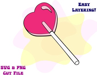 Valentine Lollipop Holder Svg - Layered SVG Cut File - Free Fonts