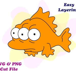 Blinky Simpsons SVG, PNG, Three Eyed Fish Cricut Cut File, Springfield SVG,