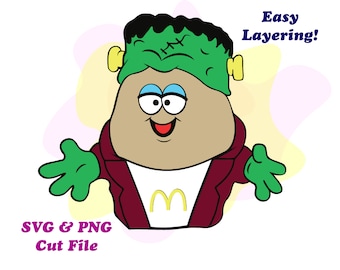 Frankenstein McNugget SVG, PNG, Cricut cut file, silhouette, McDonalds cut file, Food SVG,  McDonalds Nugget clip art, 90s Halloween svg