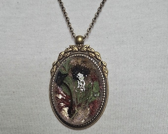 Handgemachte Antik Messing Cameo Anhänger: Echte Venusfliege & Blumen