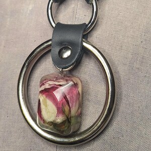 Rosebud jewel resin and double silver o-ring statement necklace. Chic black leather adjustable choker. Handmade. High end gothic style.