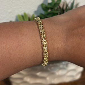 5mm Gold Filled French Style Nugget Bracelet/Oro Laminado/width 5mm /   length 7”/ nugget bracelet