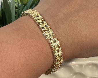 7.5mm Nugget bracelet/plated gold/ oro laminado/ nugget bracelet