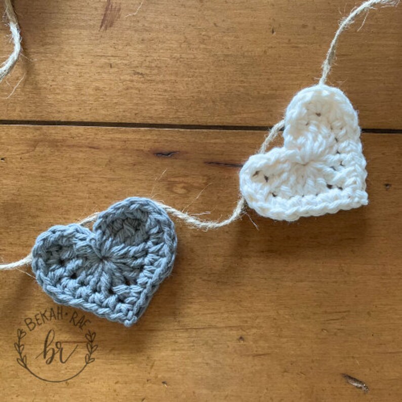 Neutral Heart Grey Heart Garland Heart Banner Valentines Farmhouse Crochet Heart Valentines Garland Heart Bunting Crochet Banner