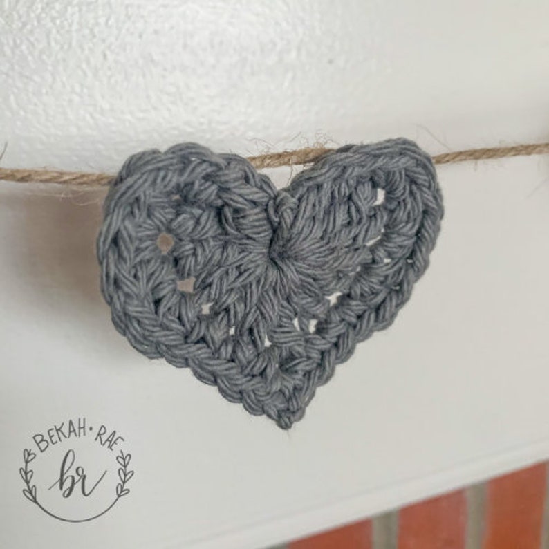 Neutral Heart Grey Heart Garland Heart Banner Valentines Farmhouse Crochet Heart Valentines Garland Heart Bunting Crochet Banner