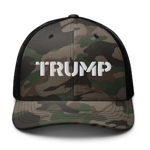 Camo Trump Hat | Pro Donald Trump Embroidered Hat | Awesome Trucker Cap Style for Trump Supporters in Camouflage Colors