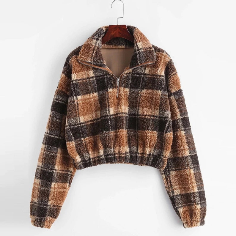 Christmas Pullover Sweatshirts for Womens Long Sleeve Plaid Patchwork Sweater Crewneck Casual Loose Tops Shirts