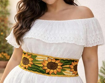 Traditional floral embroidered belt/Mexican embroidered belt/Mexican embroidered belt/ladies' accessory/Cinco de Mayo/Mexican belt/colorful belt